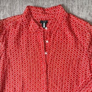 J. Crew Red Casual Button Down Shirt with Geometric Pattern